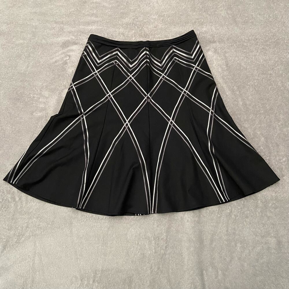 The Limited Midi Skirt Womens 10 US M Black Gray Polyester Blend Pintuck Pleated